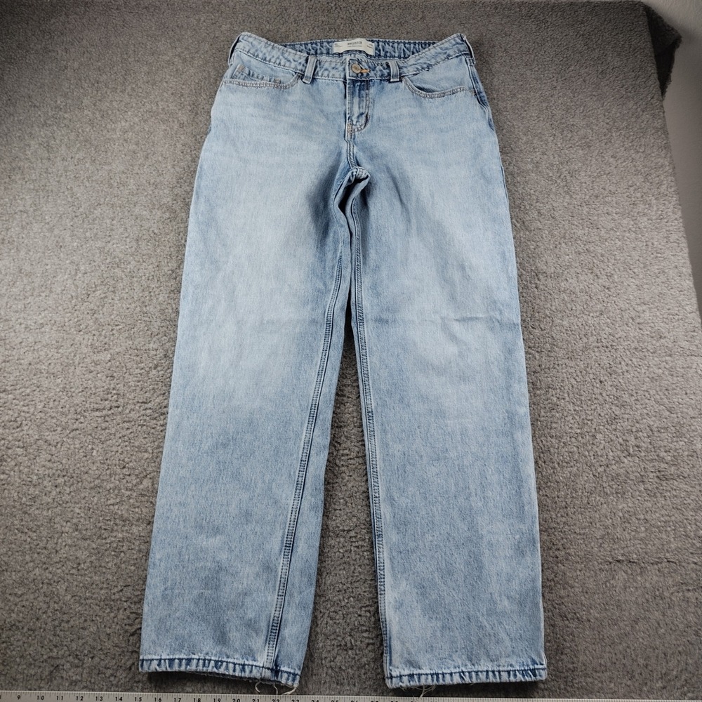Hollister Cotton Jeans Sz 10R Low Rise Loose Baggy Light Wash Coquette Pockets